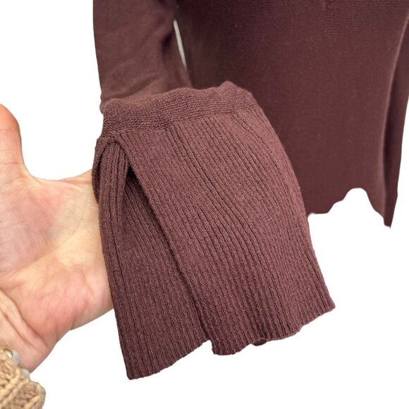 Free People Criss-Cross Tunic Sweater in Brown Wine Size Small - Picture 7 of 13